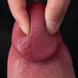 Fingers are pulling a tongue against a black background.