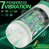 A white vibrator with clear section showing dual inner motors against a black background.