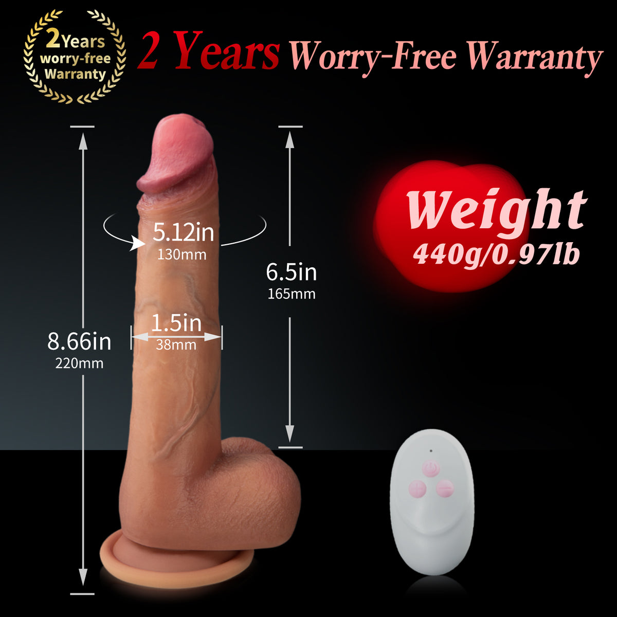 10-Mode Vibrating & 6-Mode Thrusting Silicone Dildo