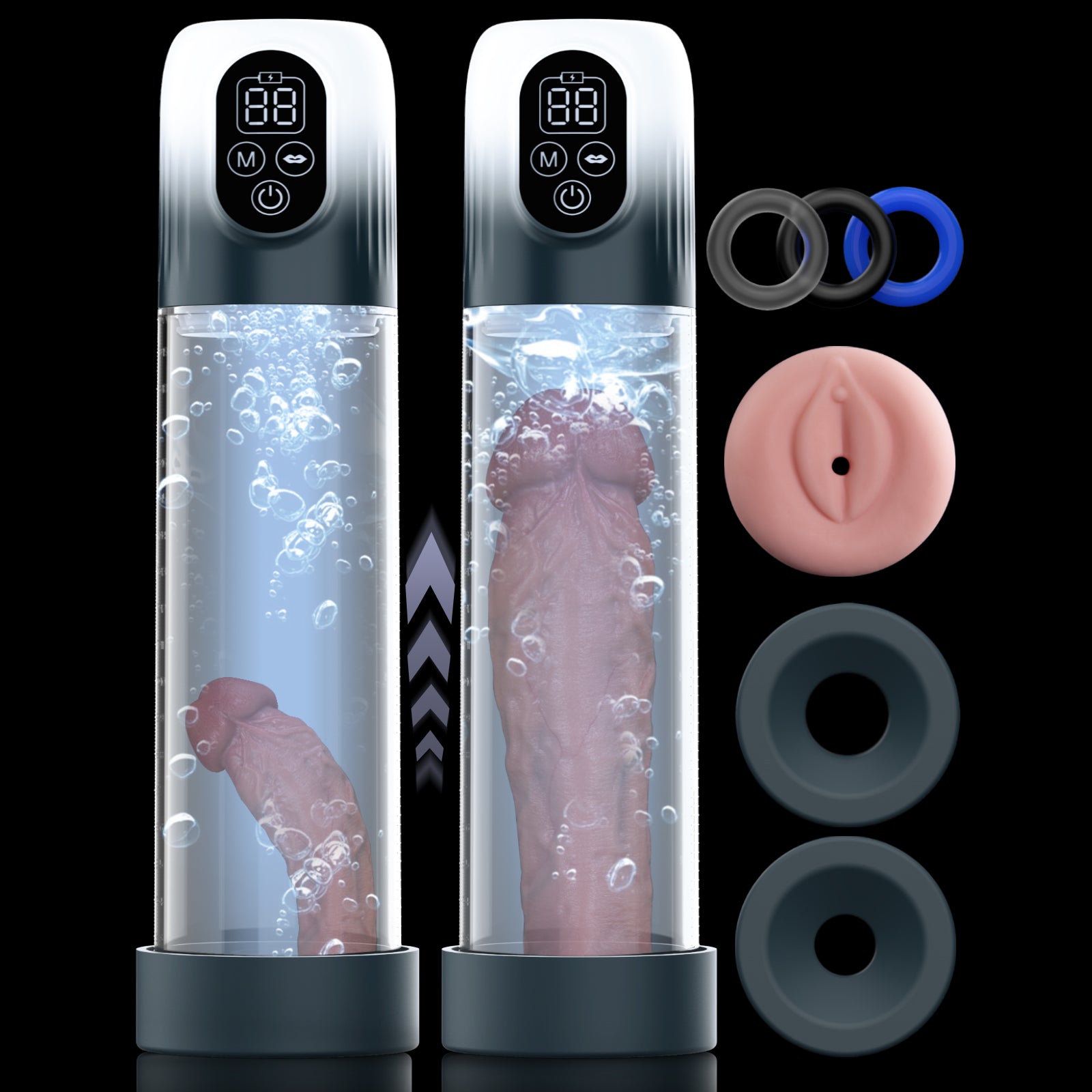 6-in-1 Penis Enlargement Pump | LCD Vacuum Pump - QUTOYS 6-in-1 Penis Enlargement Pump | LCD Vacuum Pump - QUTOYS