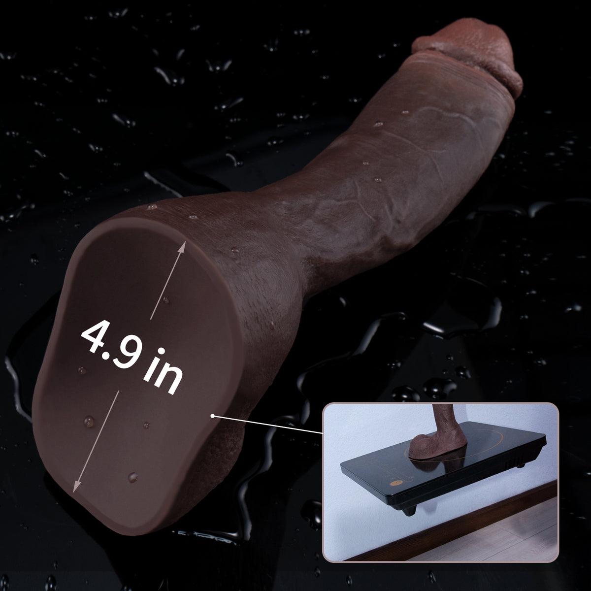 A chocolate dessert is being melted on an induction cooker in the inset image.
