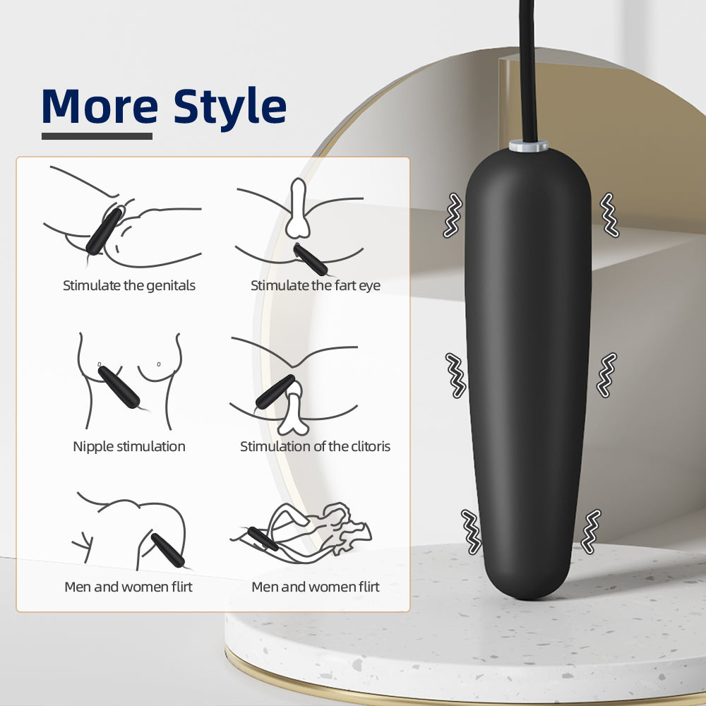 Black vibrating clitoral stimulator with 10 modes for genital, nipple, and clitoris stimulation.