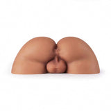 The image shows a realistic depiction of a woman's buttocks on a white background.