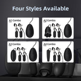 Four black computer mice and various sex toys are displayed on a dark background.