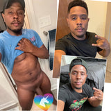 Three selfies of a man posing in different shirts and a towel on a wall.