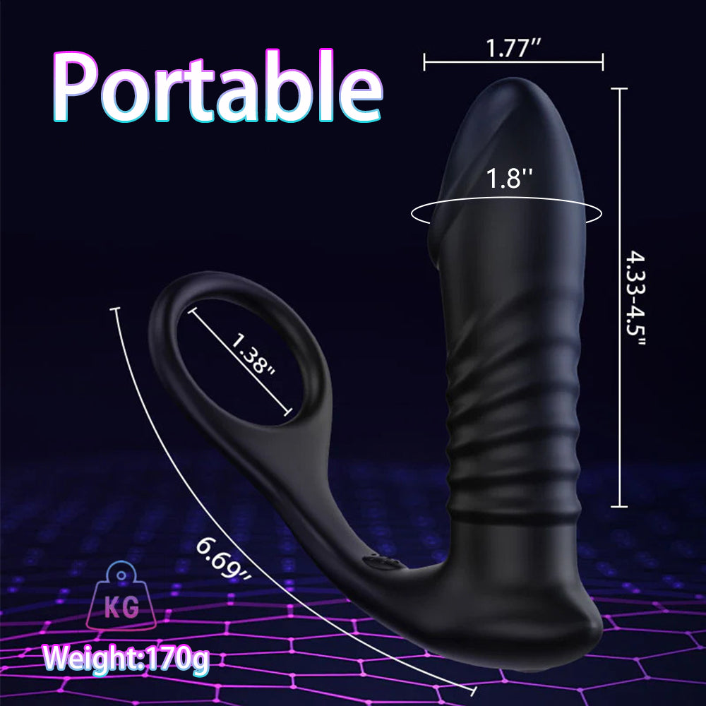 10 Vibration & 3 Thrust Silicone Cock Ring | Anal Vibrator - QUTOYS 10 Vibration & 3 Thrust Silicone Cock Ring | Anal Vibrator - QUTOYS