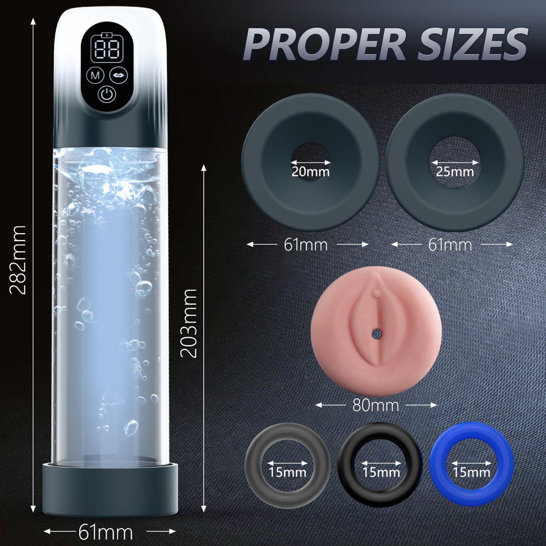 6-in-1 Penis Enlargement Pump | LCD Vacuum Pump - QUTOYS 6-in-1 Penis Enlargement Pump | LCD Vacuum Pump - QUTOYS