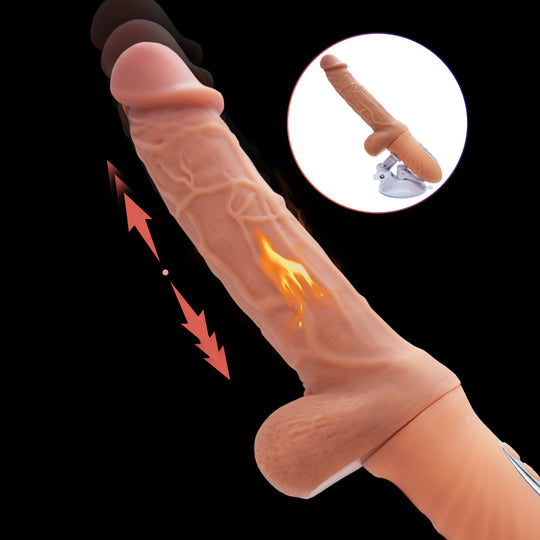 QUTOYS 4 in 1 Versatile Rotating Thrusting Vibrating Heating Dildo with Suction cup
