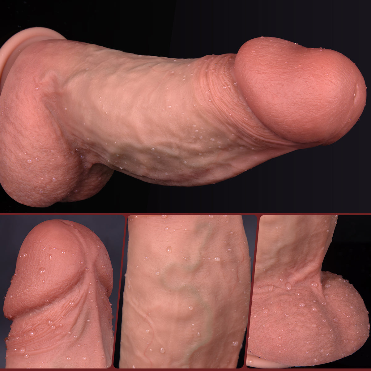 A set of digitally illustrated human genitalia wet with semen.