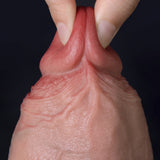 A hand is holding a vulva with fingers pulling back the labia.