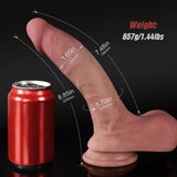 Chris Stewart replica dildo with dimensions and soda can for scale.