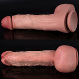 Two flesh-colored dildos are shown from different angles against a black background.