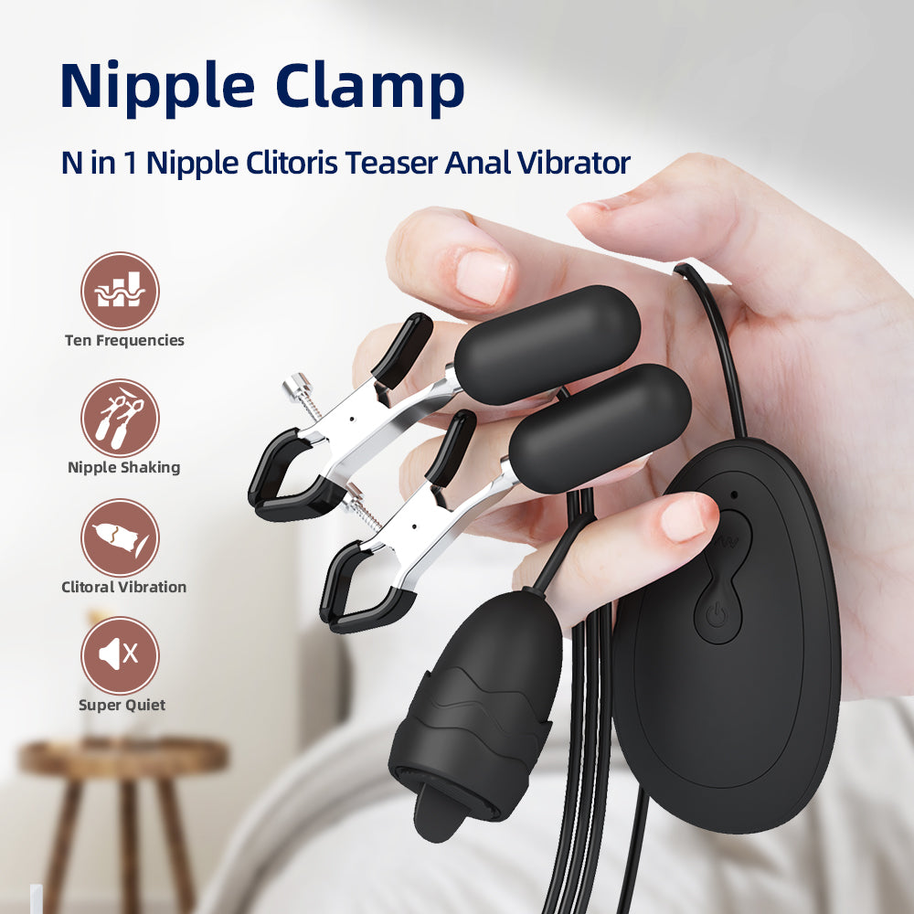 Vibrating Nipple Clamps | 10 Modes, Adjustable Silicone - QUTOYS Vibrating Nipple Clamps | 10 Modes, Adjustable Silicone - QUTOYS