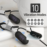 A product image shows a vibrating device with ten different vibration modes and water resistance.
