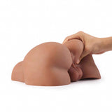 Realistic brown anus masturbator, 5.5lb TPE toy with detailed texture and realistic testicles.