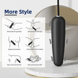 Black vibrating clitoral stimulator with 10 modes for genital, nipple, and clitoris stimulation.